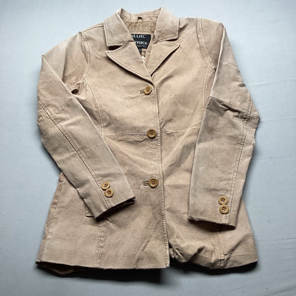 Marc Florence Vintage Women's Leather Jacket Size XS Nubuck Tan Y2K